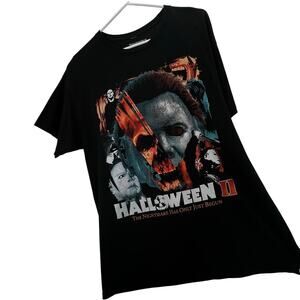 Halloween II T Shirt L Men Black Crewneck Short Sleeve Graphic Horror Movie